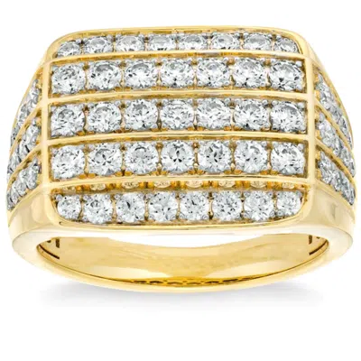 Pompeii3 3ct Wide Diamond Men's Ring 14k White Or Yellow Gold Lab Grown In Multi