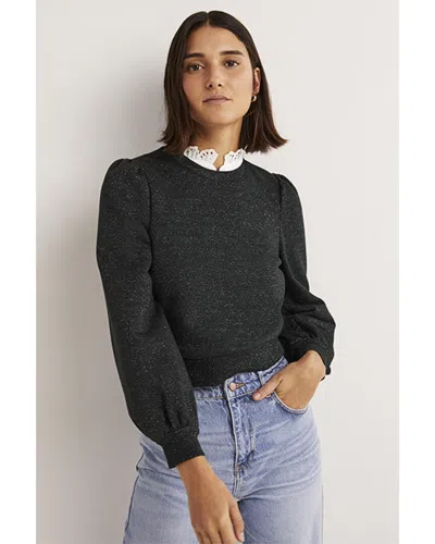 Shop Boden Cropped Sparkle Sweatshirt In Black