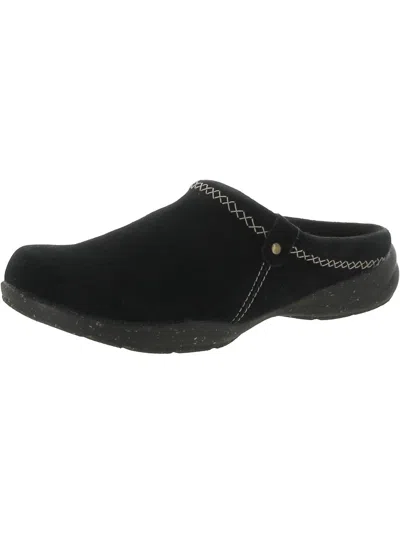Shop Clarks Womens Suede Scuff Slippers In Black