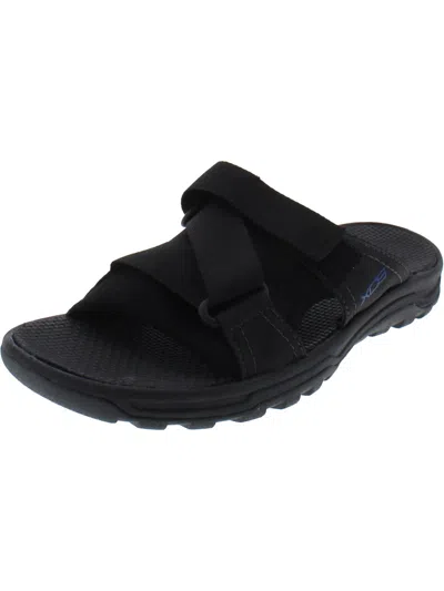 Shop Rockport Mens Adjustable Textured Slide Sandals In Black