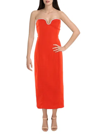 Shop Mng Womens Metallic Midi Fit & Flare Dress In Red