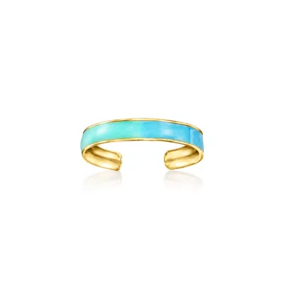 Shop Rs Pure By Ross-simons Blue And Turquoise Enamel Toe Ring In 14kt Yellow Gold