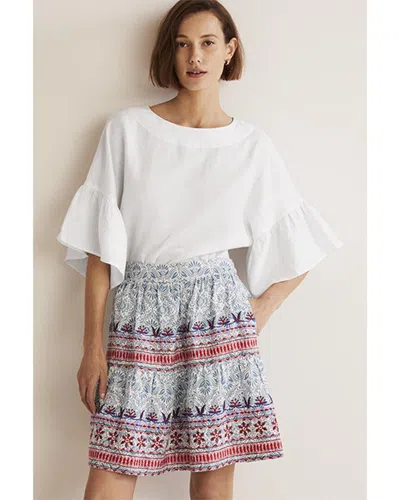 Shop Boden Frilly Full Sleeve Linen Top In White