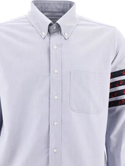 Shop Thom Browne "4 Bar Rose Tie" Shirt In Blue
