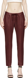 Christopher Kane Burgundy Coated Slim Trousers In Deep Purple