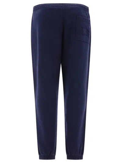 Shop Burberry Joggers With Embroidered Logo In Blue