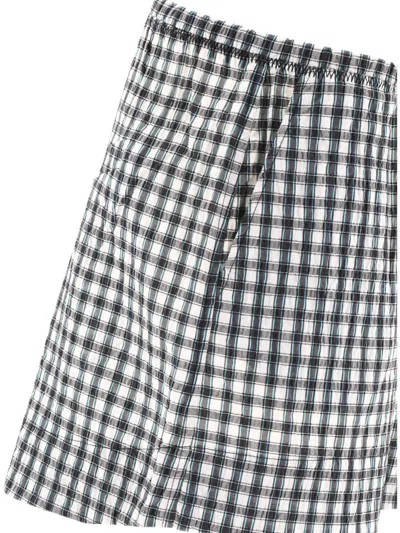 Shop Ganni "seersucker Check" Shorts In Black