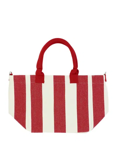 Shop Ganni Striped Tote Bag In Red