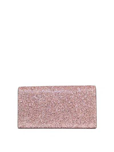 Shop Jimmy Choo "avenue" Wallet With Pearl Strap In Pink