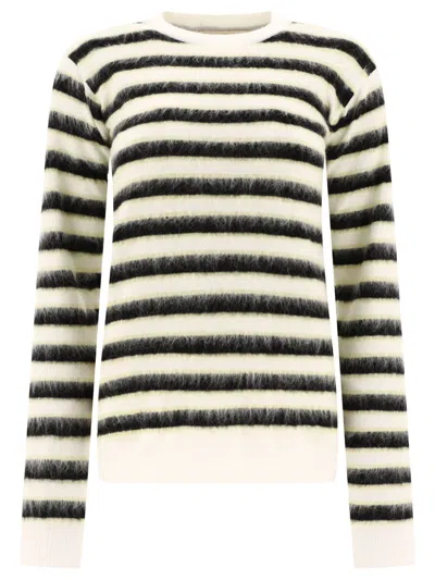 Shop Marni Striped Mohair Sweater In White