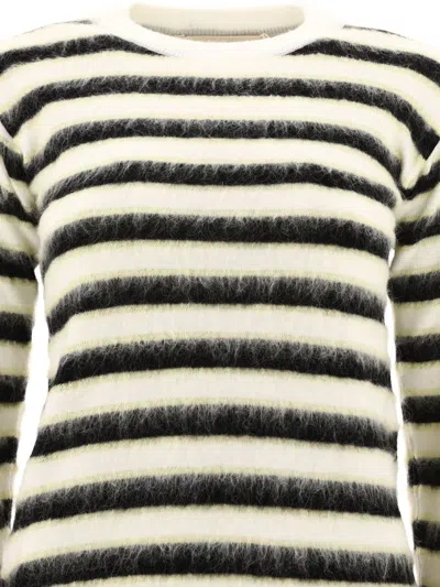 Shop Marni Striped Mohair Sweater In White