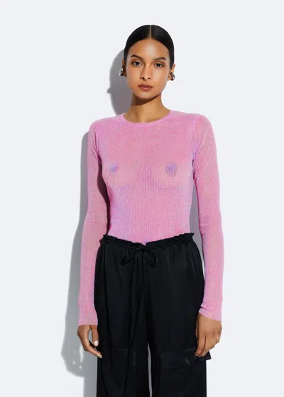 Lapointe Sheer Metallic Top In Metallic Lotus