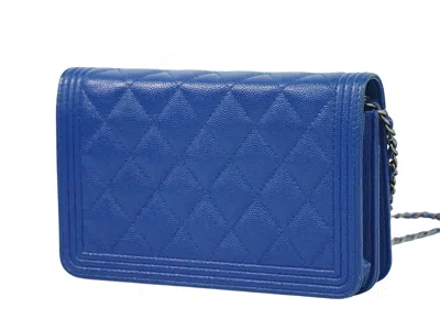 Pre-owned Chanel Boy Blue Leather Wallet  ()