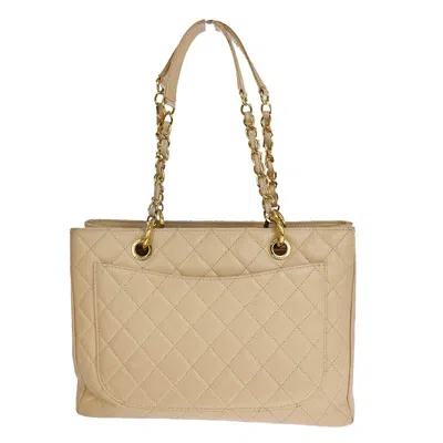 Pre-owned Chanel Grand Shopping Beige Leather Shoulder Bag ()