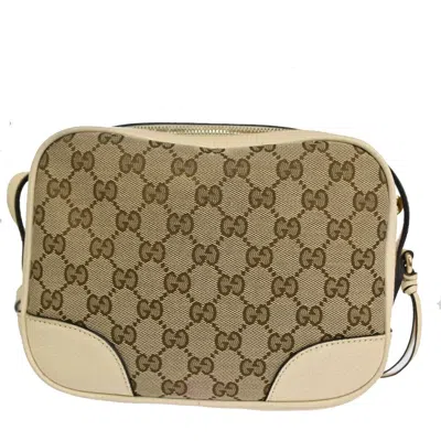 Shop Gucci Bree Beige Canvas Shoulder Bag ()