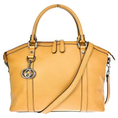 Shop Gucci Gg Charm Beige Leather Handbag ()