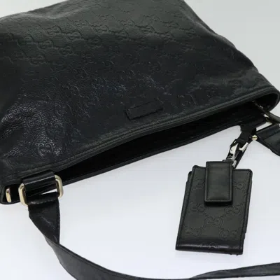 Shop Gucci Ssima Black Leather Shoulder Bag ()
