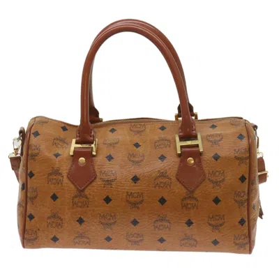 Shop Mcm Stark Visetos Brown Canvas Travel Bag ()