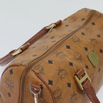 Shop Mcm Stark Visetos Brown Canvas Travel Bag ()