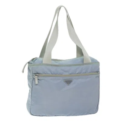 Shop Prada Tessuto Blue Synthetic Tote Bag ()