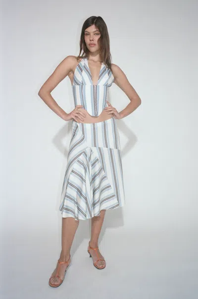 Pf24 Mila Skirt In Black And Blue Stripe