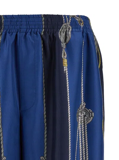 Versace Pattern-printed Elasticated Waistband Bermuda Shorts In Blu