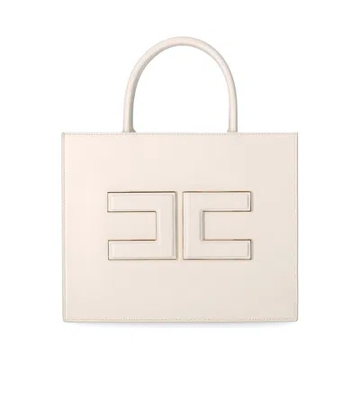 Shop Elisabetta Franchi Butter Handbag With Logo In White