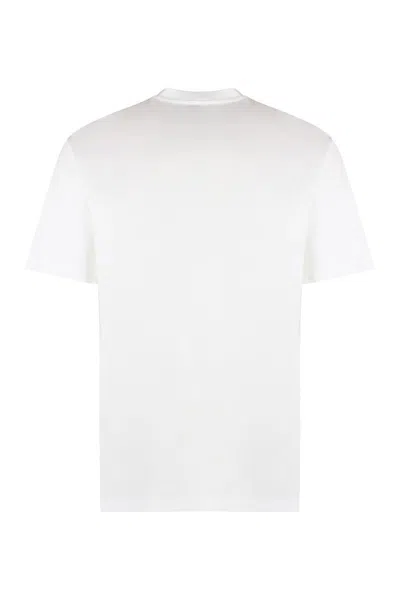 Shop Giorgio Armani Cotton Crew-neck T-shirt In White
