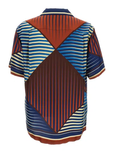 Shop Dolce & Gabbana Multicolor Geometric Print Shirt In Silk Man