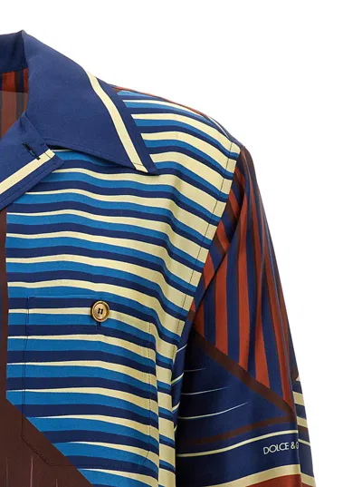 Shop Dolce & Gabbana Multicolor Geometric Print Shirt In Silk Man