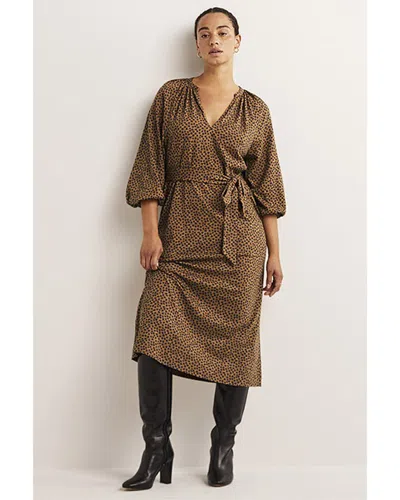 Shop Boden Notch Neck Jersey Midi Dress In Brown
