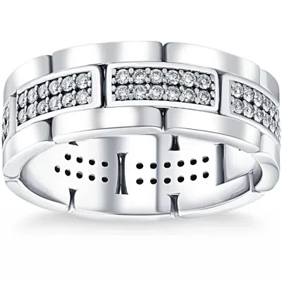 Pompeii3 .85ct Tw Round Diamond Mens Link 8mm Wedding Band Gold Polished Ring Lab Grown In Multi