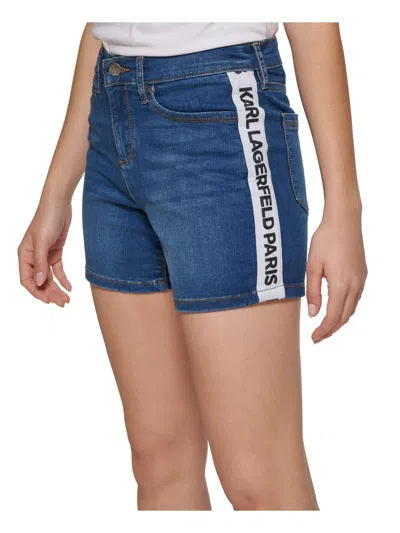 Shop Karl Lagerfeld Womens Logo Denim Denim Shorts In Blue