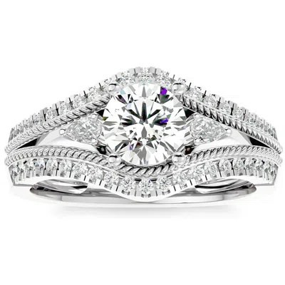 Pompeii3 1 1/3ct Diamond & Moissanite Designed Accent Engagement Ring In 10k Gold In Multi