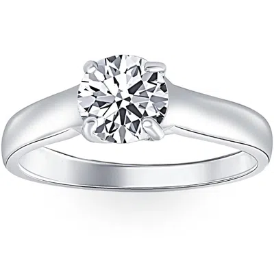 Pompeii3 1 Ct Solitaire Round Cut Diamond Engagement Ring 14k White Gold Lab Grown In Multi