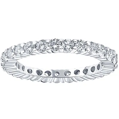 Pompeii3 1 Ct T. W. Lab Grown Diamond Eternity Ring 14k White Gold Stackable Wedding Band In Multi