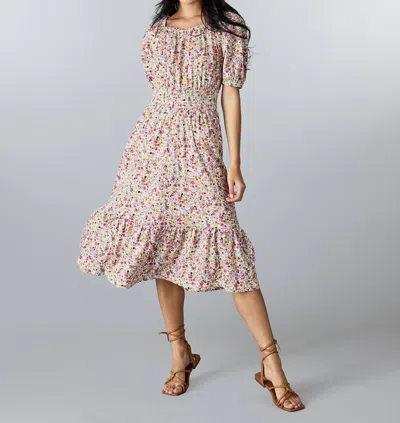 Shop Downeast Sweetheart Smocked Dress In Floral Pink In Multi