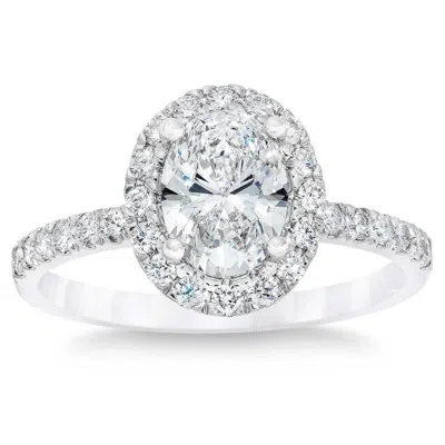 Pompeii3 2 3/4ct Oval Diamond Halo Engagement Ring In 14k White Gold Lab Grown In Multi
