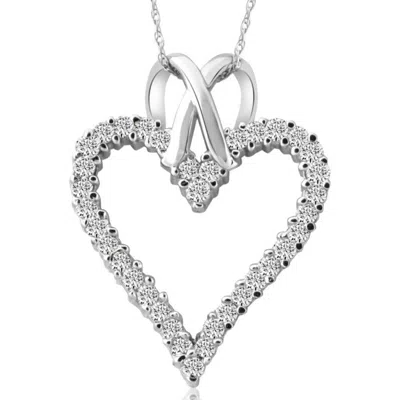 Pompeii3 1 1/10ct Diamond Heart Pendant Necklace In 14k White, Yellow Or Rose Gold 1 1/4" In Multi