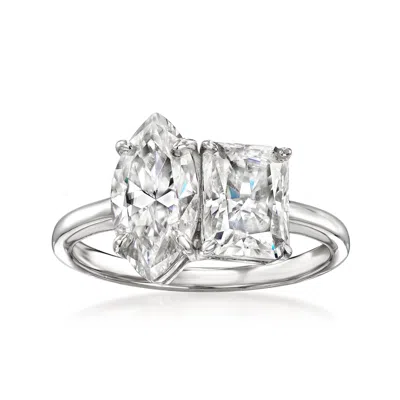 Ross-simons Moissanite Toi Et Moi Ring In Sterling Silver In White