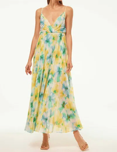 Shop Misa Galeta Dress In Citron Watercolor In Multi