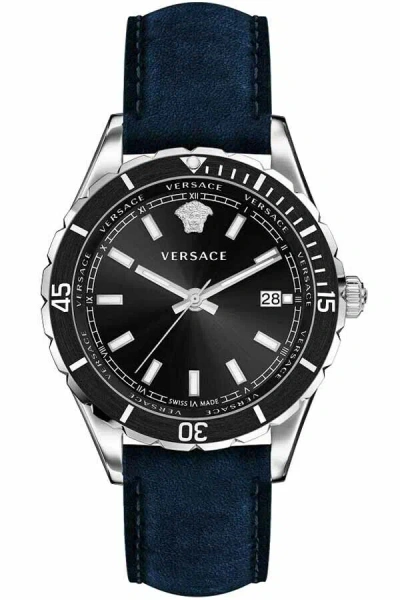Shop Versace Men's Hellenyium 42mm Quartz Watch In Black