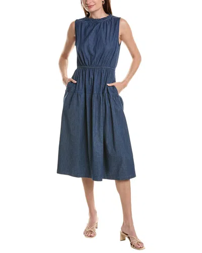 Shop Anne Klein Denim Midi Dress In Blue