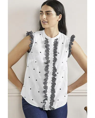 Shop Boden Sleeveless Embroidered Shirt In White