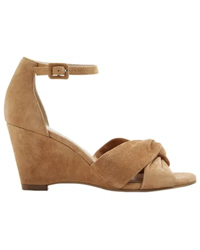 Shop Boden Knot Front Leather Wedge Sandal In Brown