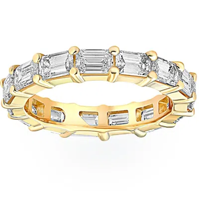 Pompeii3 5ct Emerald Moissanite Eternity Ring In 14k Yellow Gold In Multi