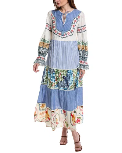 Shop Farm Rio Pineapple Beach Embroidered Maxi Dress In Blue