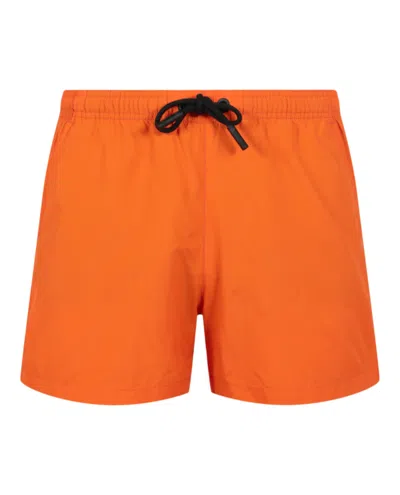 Shop Marcelo Burlon County Of Milan Polyamide Swim Shorts In Orange