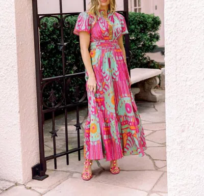 Shop Sheridan French Eloise Dress In Fuchsia & Green Moroccan Ikat In Multi