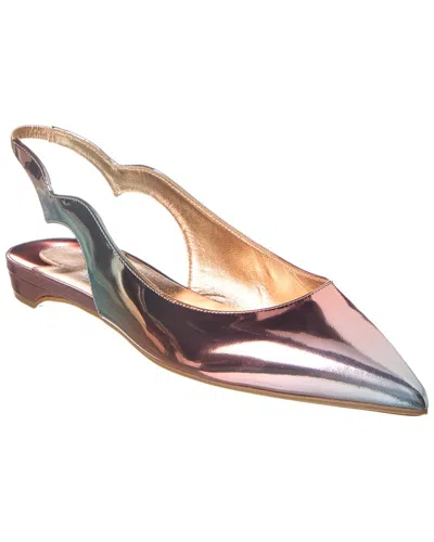 Shop Christian Louboutin Hot Chickita Leather Slingback Flat In Silver